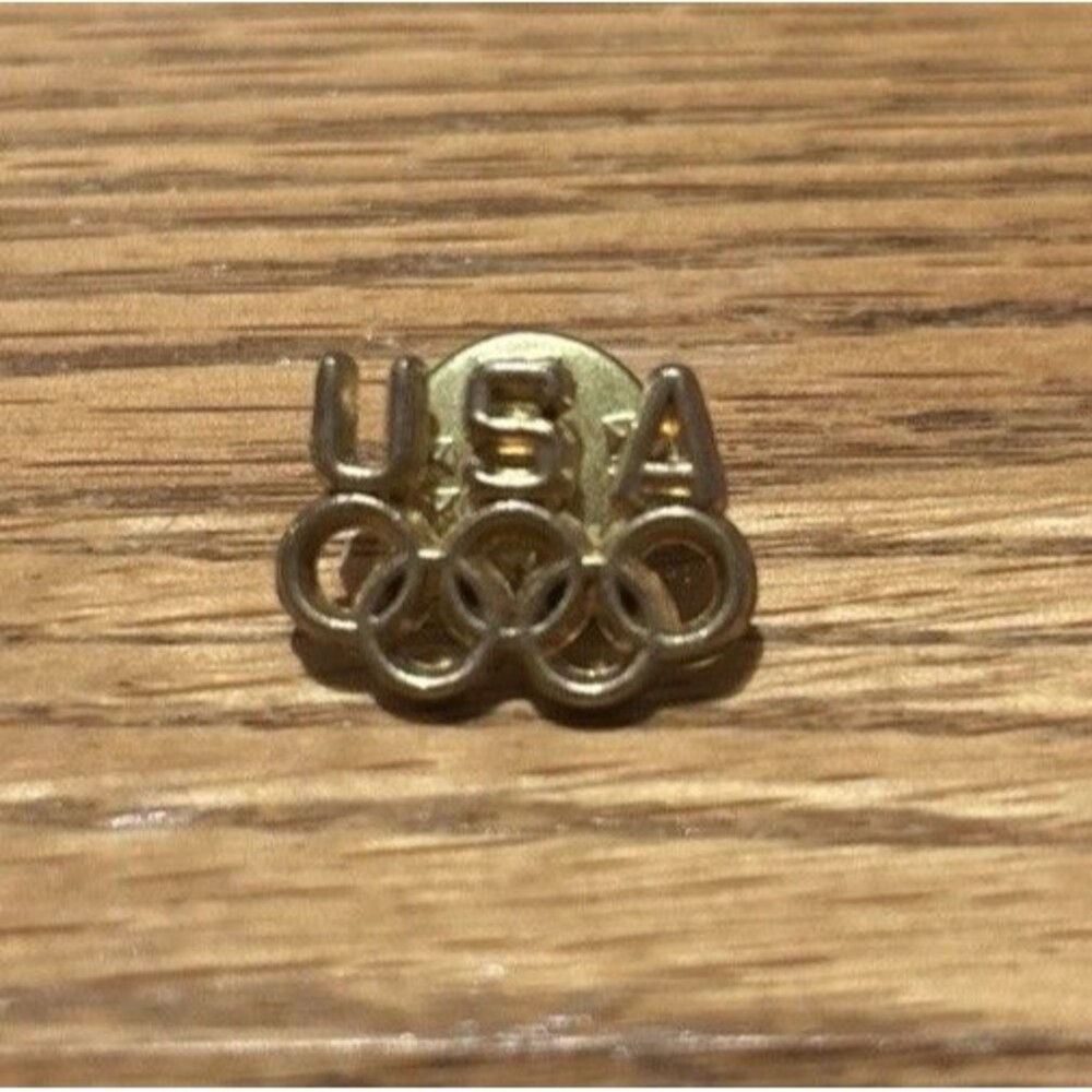 Vintage USA Olympic Rings Gold Tone Lapel Pin